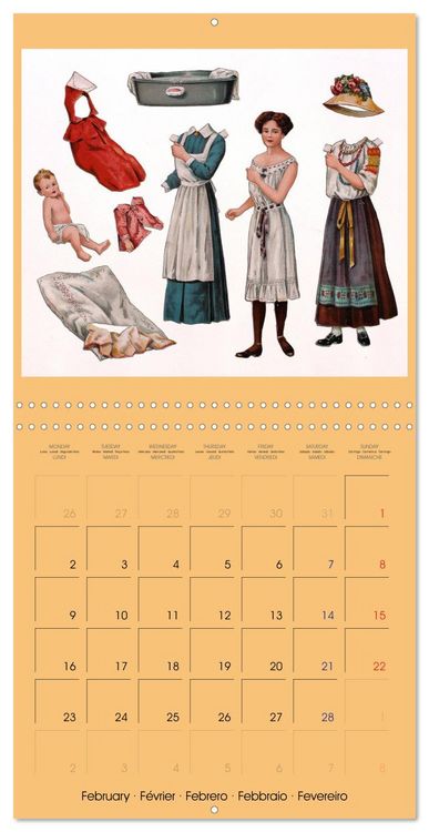 Produktbild: CHARMING OLD PAPER DOLLS (Wall Calendar 2026 12 &times; 12 Inch) CALVENDO 12 Month Wall Calendar