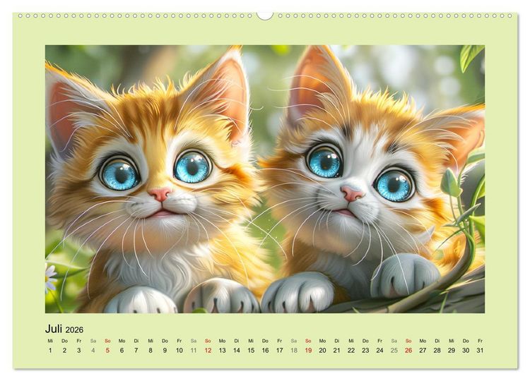 Produktbild: Katzen-Paradies. Entz&uuml;ckende Cartoon-K&auml;tzchen zum verlieben (Wandkalender 2026 DIN A2 quer), CALVENDO Monatskalender
