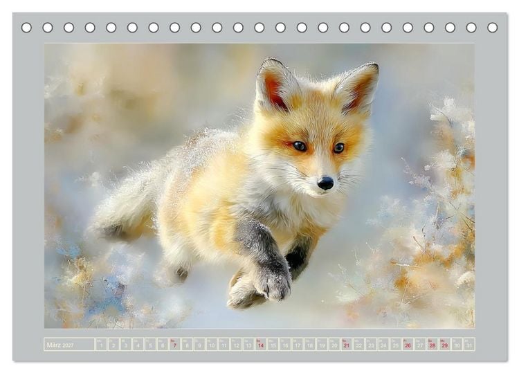 Produktbild: F&uuml;chse. Flauschiges Leuchten im Wald (Tischkalender 2027 DIN A5 quer), CALVENDO Monatskalender