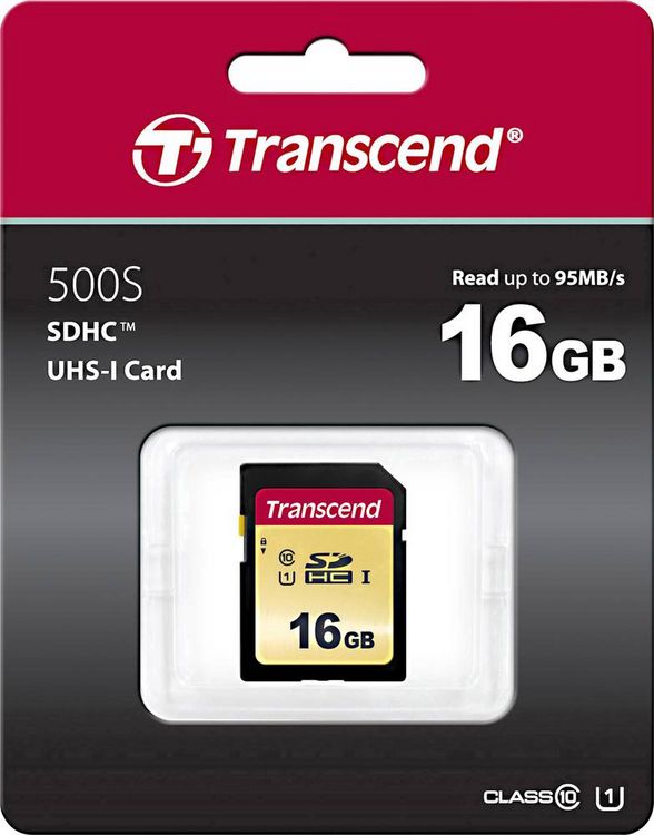 Produktbild: Transcend Premium 500S SDHC-Karte 16 GB Class 10, UHS-I, UHS-Class 1