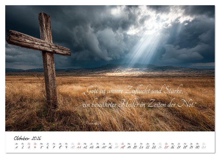Produktbild: Christlicher Kalender mit Bibelzitaten und spirituellen Bildern (Wandkalender 2026 DIN A2 quer), CALVENDO Monatskalender