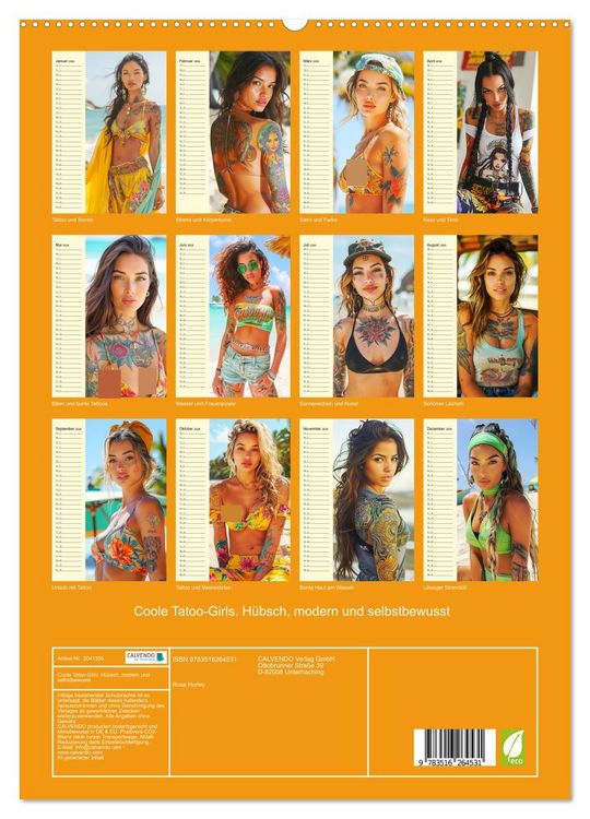 Produktbild: Coole Tatoo-Girls. H&uuml;bsch, modern und selbstbewusst (hochwertiger Premium Wandkalender 2026 DIN A2 hoch), Kunstdruck in Hochglanz