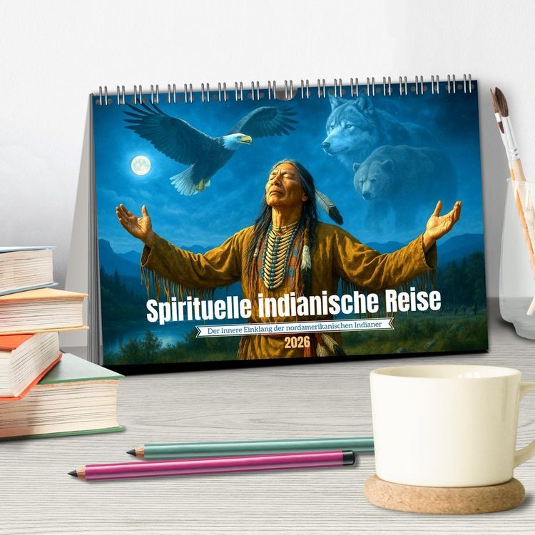 Produktbild: Spirituelle indianische Reise (Tischkalender 2026 DIN A5 quer), CALVENDO Monatskalender