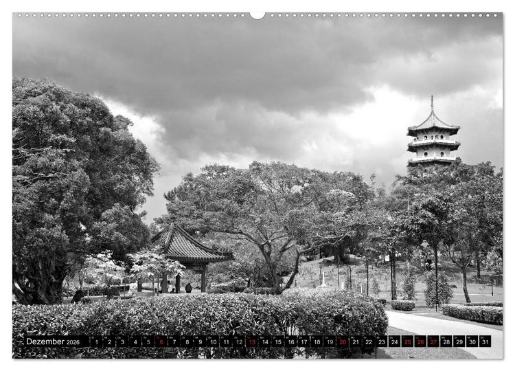 Produktbild: Singapur - Impressionen in schwarz - weiss (Wandkalender 2026 DIN A2 quer), CALVENDO Monatskalender
