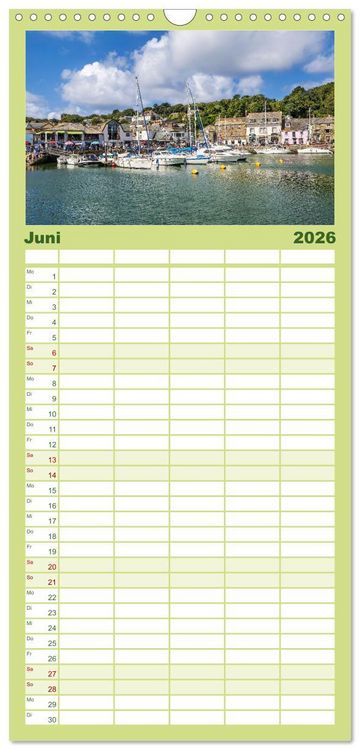 Produktbild: Familienplaner 2026 - Cornwall - Malerische Landschaften mit grandiosen K&uuml;sten mit 5 Spalten (Wandkalender, 21 x 45 cm) CALVENDO