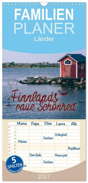 Produktbild: Familienplaner 2027 - Finnlands raue Sch&ouml;nheit mit 5 Spalten (Wandkalender, 21 x 45 cm) CALVENDO