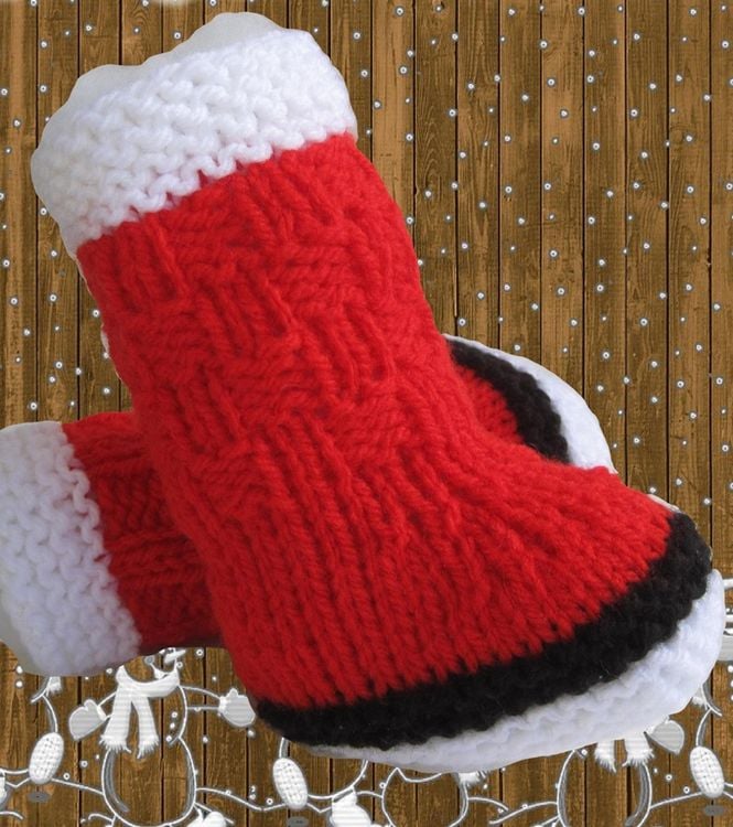 Produktbild: Strickanleitung Baby Weihnachtsstiefelchen, tragbar von 0-6 Monate