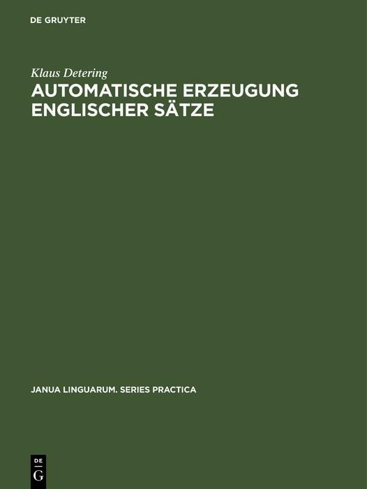 Produktbild: Automatische Erzeugung englischer S&auml;tze