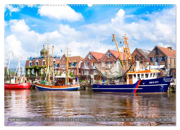 Produktbild: Maritime K&uuml;stenorte - von Greetsiel, &uuml;ber Neuharlingersiel bis Schillig (Wandkalender 2026 DIN A2 quer), CALVENDO Monatskalender