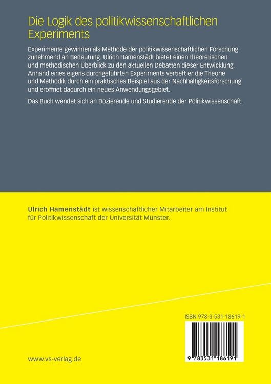 Produktbild: Die Logik des politikwissenschaftlichen Experiments