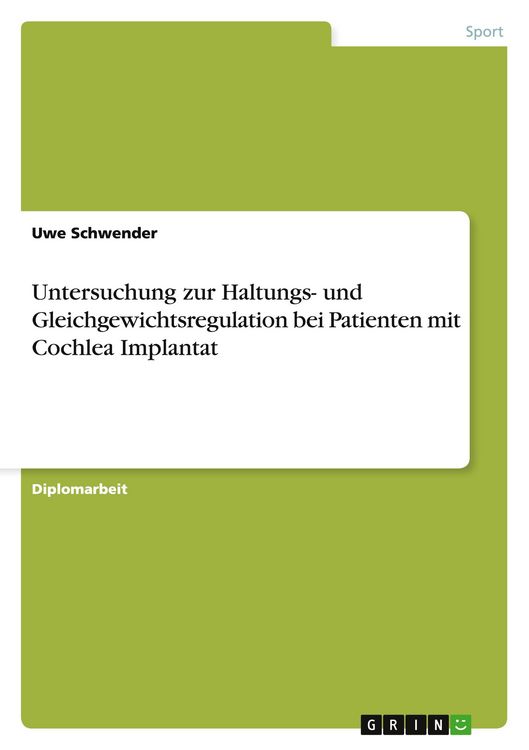 Produktbild: Untersuchung zur Haltungs- und Gleichgewichtsregulation bei Patienten mit Cochlea Implantat