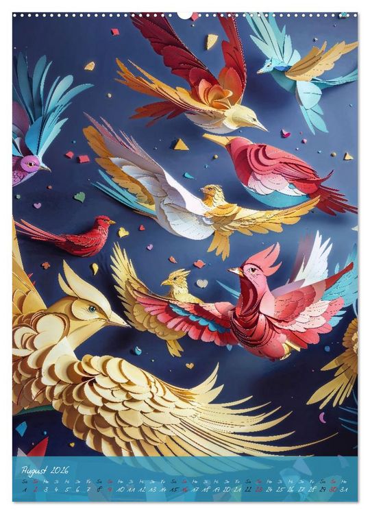 Produktbild: Papierv&ouml;gel - Digitale Kunst (Wandkalender 2026 DIN A2 hoch), CALVENDO Monatskalender