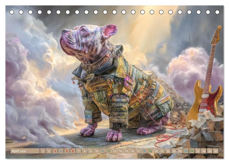 Produktbild: Punkerhunde - Witzige Illustrationen (Tischkalender 2026 DIN A5 quer), CALVENDO Monatskalender