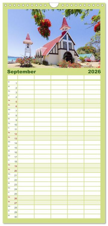 Produktbild: Familienplaner 2026 - Trauminseln der Welt - Mauritius mit 5 Spalten (Wandkalender, 21 x 45 cm) CALVENDO