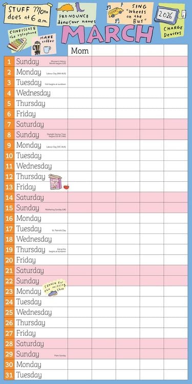 Produktbild: Mom's Family Wall Calendar 2026