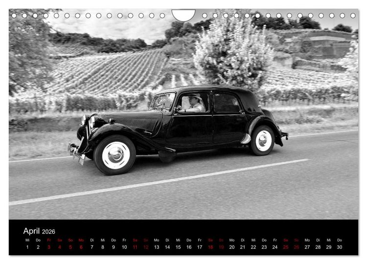 Produktbild: Citro&euml;n 11 CV Traction Avant in schwarzweiss (Wandkalender 2026 DIN A4 quer), CALVENDO Monatskalender
