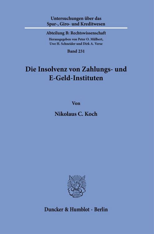 Produktbild: Die Insolvenz von Zahlungs- und E-Geld-Instituten