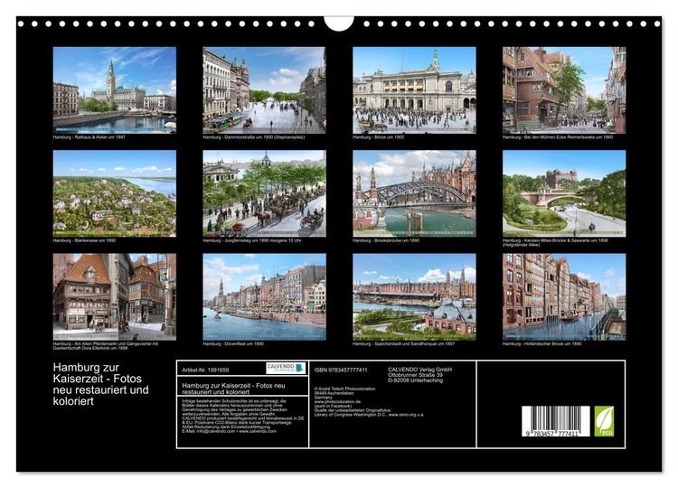 Produktbild: Hamburg zur Kaiserzeit - Fotos neu restauriert und koloriert (Wandkalender 2026 DIN A3 quer), CALVENDO Monatskalender