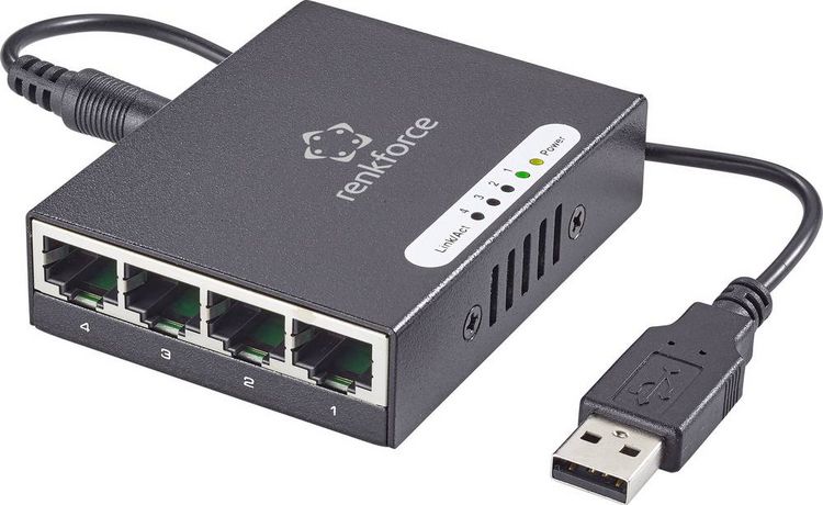 Produktbild: Renkforce RF-4270245 RF-4270245 Netzwerk Switch 4 Port 1000MBit/s USB-Stromversorgung