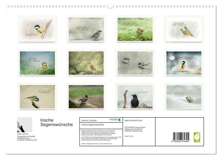 Produktbild: Irische Segensw&uuml;nsche (hochwertiger Premium Wandkalender 2026 DIN A2 quer), Kunstdruck in Hochglanz