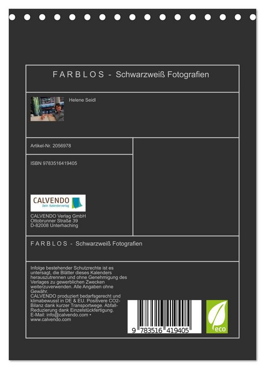 Produktbild: F A R B L O S - Schwarzwei&szlig; Fotografien (Tischkalender 2026 DIN A5 hoch), CALVENDO Monatskalender