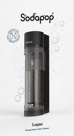 Produktbild: SODAPOP Wassersprudler Logan matt schwarz, 2x 850ml + 1x 600ml Glasflaschen + 1x CO&sup2; Zylinder