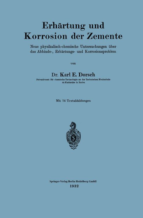 Produktbild: Erh&auml;rtung und Korrosion der Zemente