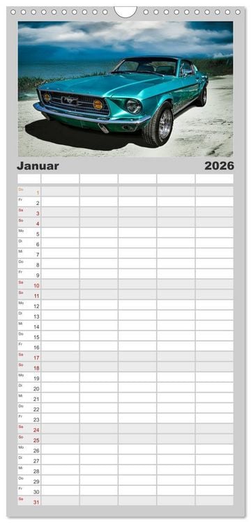 Produktbild: Familienplaner 2026 - American Classic Cars mit 5 Spalten (Wandkalender, 21 x 45 cm) CALVENDO