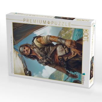 Produktbild: CALVENDO Puzzle er Kapit&auml;n riss das Steuerrad herum - hinter ihnen brach die H&ouml;lle los | 1000 Teile Lege-Gr&ouml;&szlig;e 64x48cm Foto-Puzzle f&uuml;r gl&uuml;ckliche Stunden