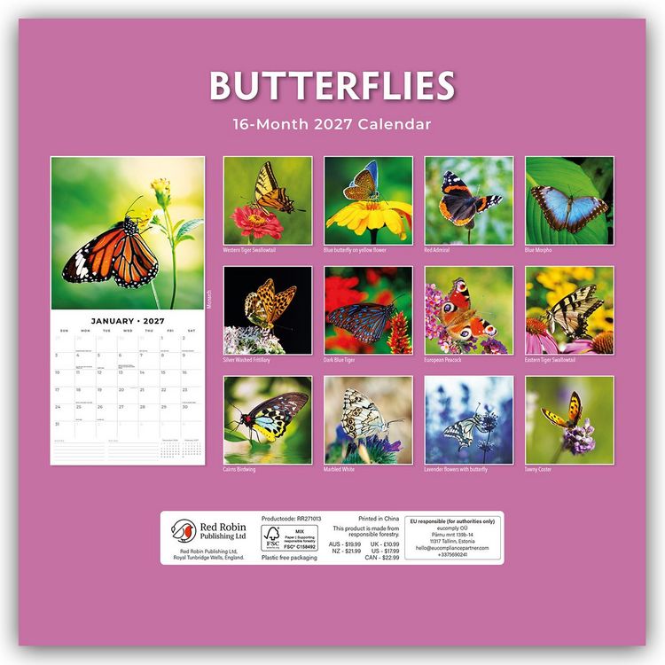 Produktbild: Butterflies &ndash; Schmetterlinge 2027 &ndash; 16-Monatskalender