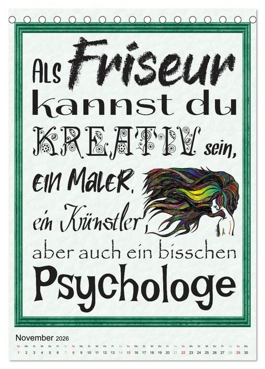 Produktbild: Friseur-Spr&uuml;che (Tischkalender 2026 DIN A5 hoch), CALVENDO Monatskalender