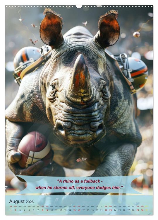 Produktbild: American football with funny animals (Wall Calendar 2026 DIN A2 portrait), CALVENDO 12 Month Wall Calendar