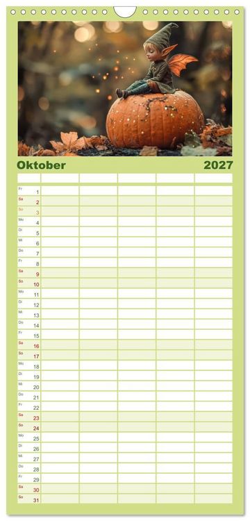 Produktbild: Familienplaner 2027 - Niedliche Naturwesen mit 5 Spalten (Wandkalender, 21 x 45 cm) CALVENDO