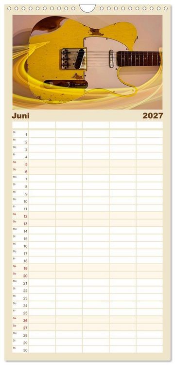 Produktbild: Familienplaner 2027 - Traumgitarren - the Sound of Rock mit 5 Spalten (Wandkalender, 21 x 45 cm) CALVENDO