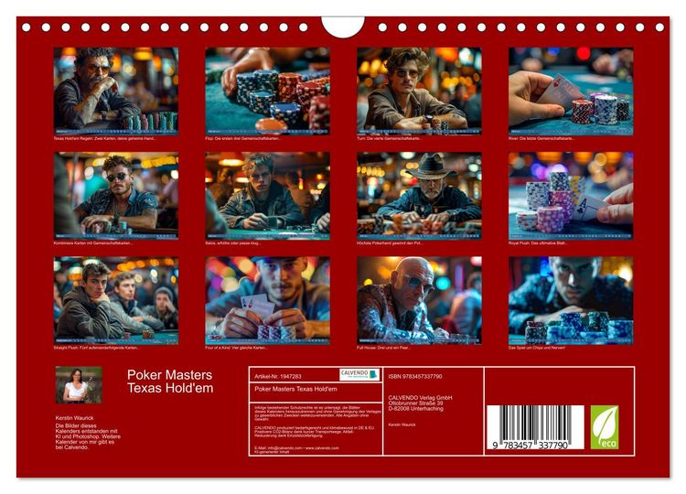 Produktbild: Poker Masters Texas Hold'em (Wandkalender 2026 DIN A4 quer), CALVENDO Monatskalender