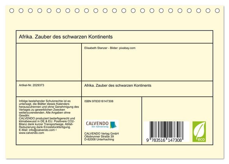 Produktbild: Afrika. Zauber des schwarzen Kontinents (Tischkalender 2026 DIN A5 quer), CALVENDO Monatskalender
