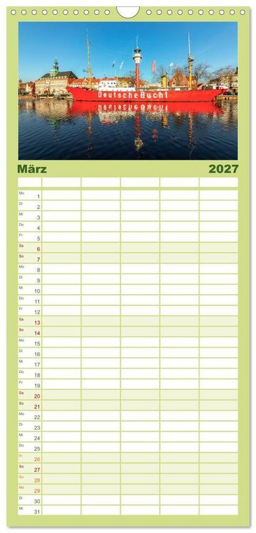 Produktbild: Familienplaner 2027 - Bezauberndes Ostfriesland mit 5 Spalten (Wandkalender, 21 x 45 cm) CALVENDO