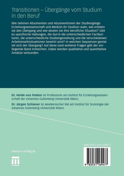Produktbild: Transitionen - &Uuml;berg&auml;nge vom Studium in den Beruf