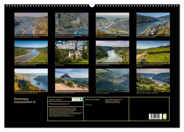 Produktbild: Rheinsteig Impressionen III (Wandkalender 2026 DIN A2 quer), CALVENDO Monatskalender