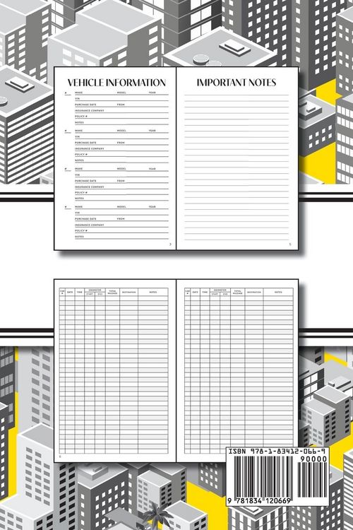 Produktbild: Mileage Tracker (Cityscape Grayscale and Yellow)