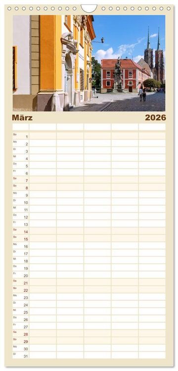 Produktbild: Familienplaner 2026 - Breslau. Polens architektonisches Juwel an der Oder mit 5 Spalten (Wandkalender, 21 x 45 cm) CALVENDO