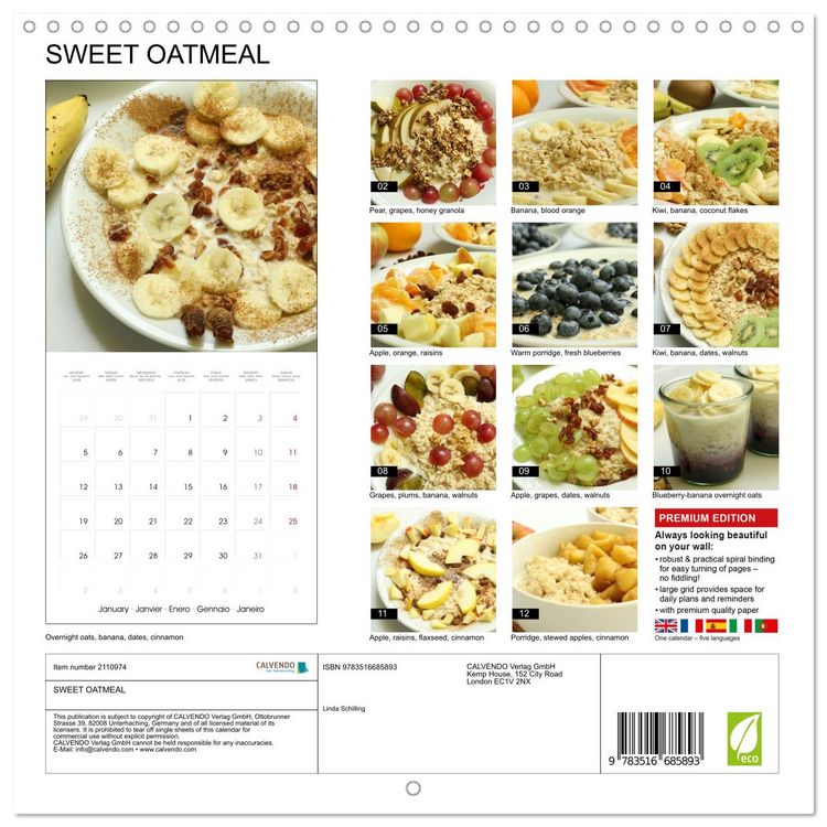 Produktbild: SWEET OATMEAL (Wall Calendar 2026 12 &times; 12 Inch) CALVENDO 12 Month Wall Calendar