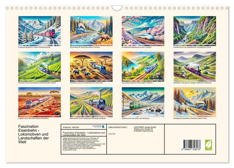 Produktbild: Faszination Eisenbahn - Lokomotiven und Landschaften der Welt (Wandkalender 2026 DIN A3 quer), CALVENDO Monatskalender