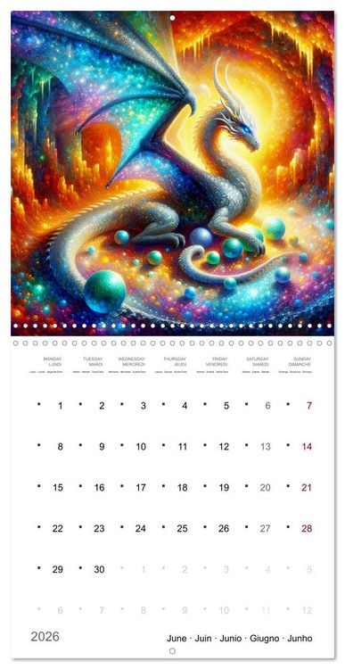 Produktbild: Moments d'amours de dragons (Calendrier mural carr&eacute; 2026 30x30 cm) Calendrier double avec une page pour vos prises de notes
