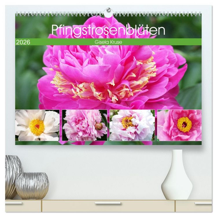 Produktbild: Pfingstrosenbl&uuml;ten (hochwertiger Premium Wandkalender 2026 DIN A2 quer), Kunstdruck in Hochglanz