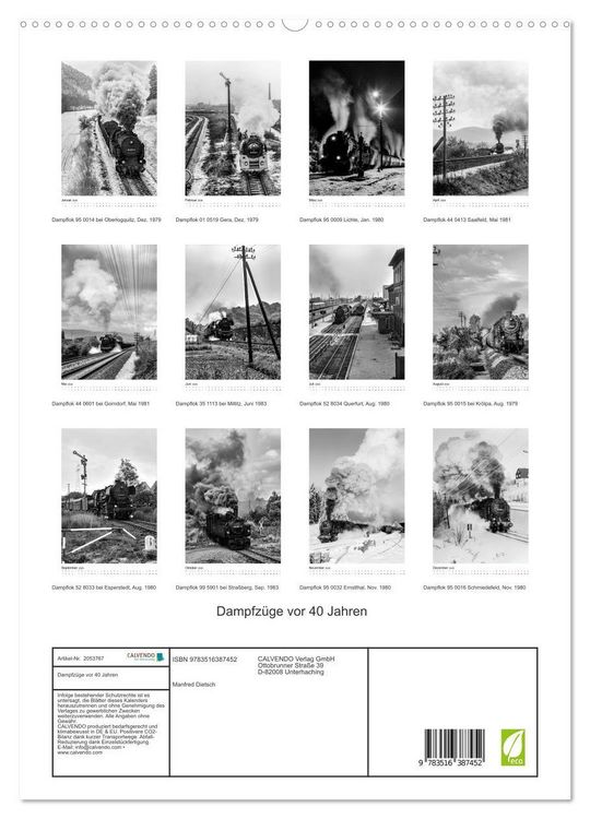 Produktbild: Dampfz&uuml;ge vor 40 Jahren (hochwertiger Premium Wandkalender 2026 DIN A2 hoch), Kunstdruck in Hochglanz