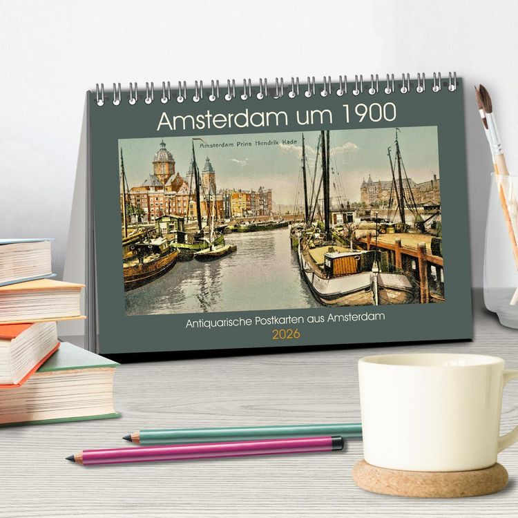 Produktbild: Amsterdam um 1900 (Tischkalender 2026 DIN A5 quer), CALVENDO Monatskalender