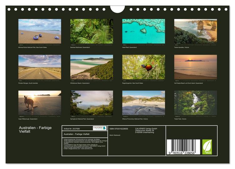 Produktbild: Australien - Farbige Vielfalt (Wandkalender 2026 DIN A4 quer), CALVENDO Monatskalender