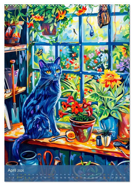 Produktbild: Katzenleben in Farbe - Witzige Szenen aus dem Katzenalltag (hochwertiger Premium Wandkalender 2026 DIN A2 hoch), Kunstdruck in Hochglanz