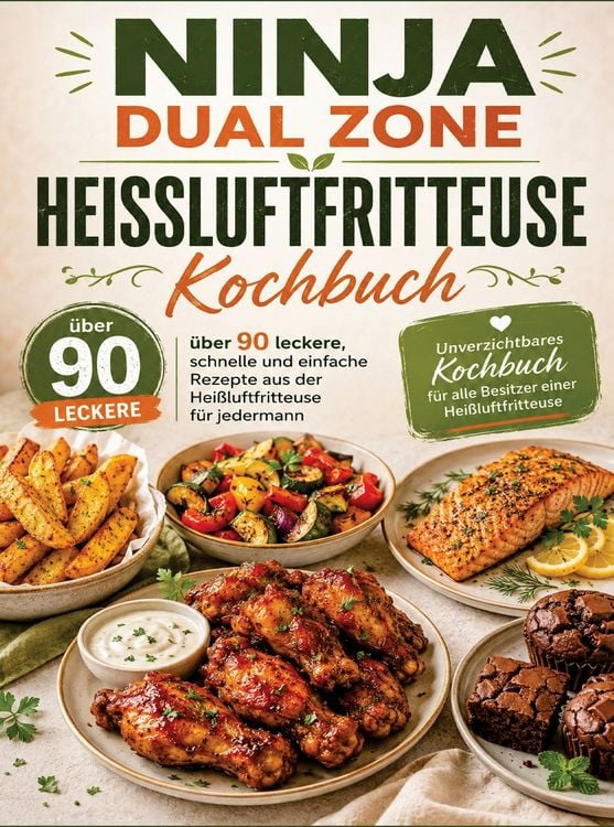 Produktbild: Ninja Dual Zone Hei&szlig;luftfritteuse Kochbuch: &uuml;ber 90 leckere, schnelle und einfache Rezepte aus der Hei&szlig;luftfritteuse f&uuml;r jedermann